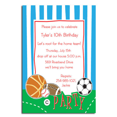 ALL SPORTS PARTY - BLANK STOCK INVITATION