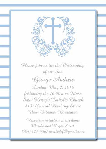 CROSS WITH FILIGREE WREATH CUSTOM INVITATION