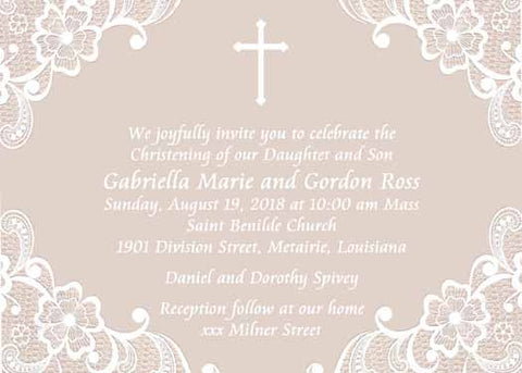 LACE AND SIMPLE CROSS CUSTOM INVITATION