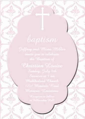 CROSS AND FLEUR DE LIS BACKGROUND CUSTOM INVITATION