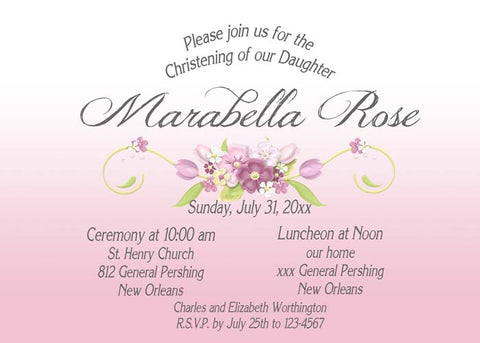 SPRING FLORAL NON-DENOMINATIONAL CUSTOM INVITATION