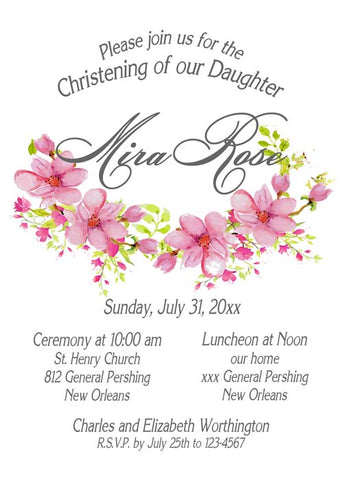 PAINTED FLORAL NON-DENOMINATIONAL CUSTOM INVITATION