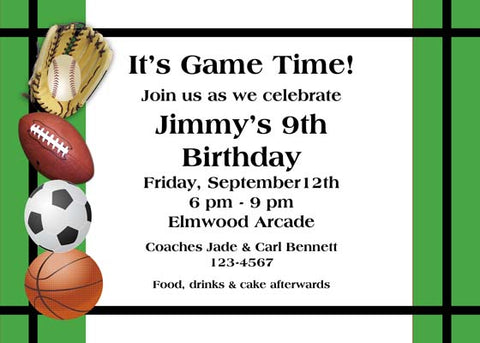 MIXED SPORTS BALLS CUSTOM INVITATION