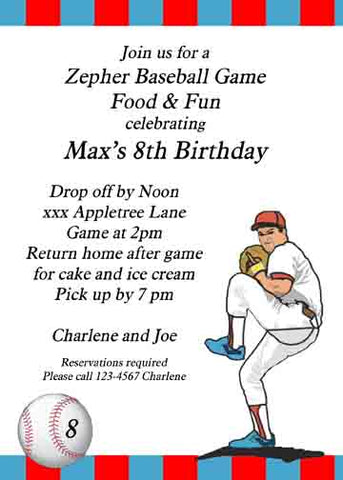 BASEBALL PITCHER CUSTOM INVITATION