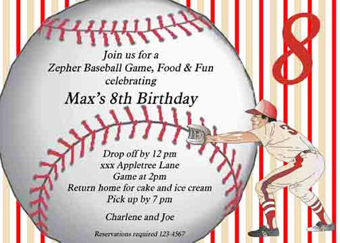 LARGE BASEBALL CUSTOM INVITATION