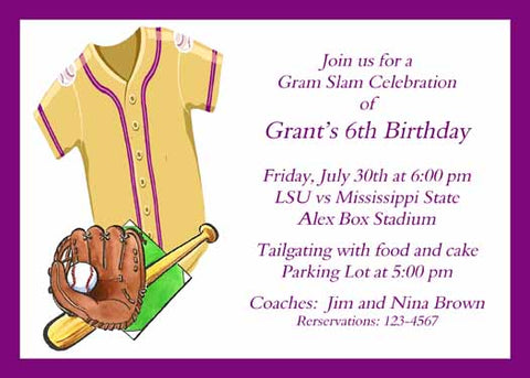 BASEBALL SHIRT CUSTOM INVITATION