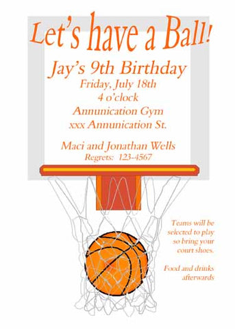 BASKETBALL GOAL CUSTOM INVITATION