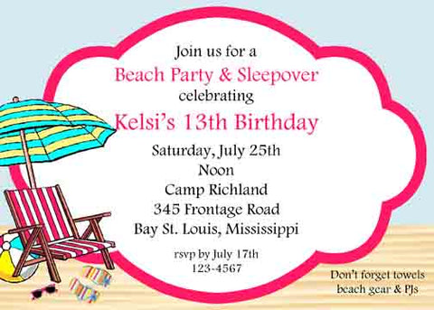 SET UP ON THE BEACH CUSTOM INVITATION
