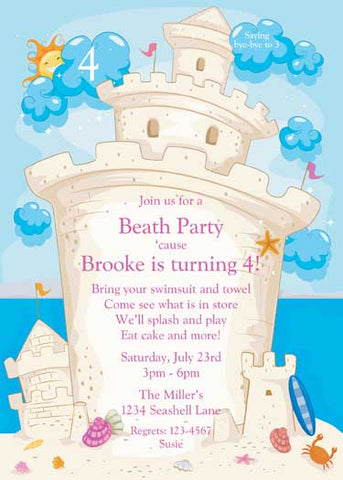 SAND CASTLE CUSTOM INVITATION