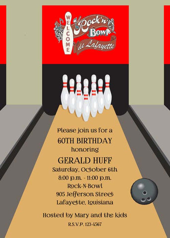 ROCK N BOWL CUSTOM INVITATION