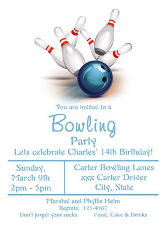 LET US KNOCK EM UP - BOWLING CUSTOM INVITATION