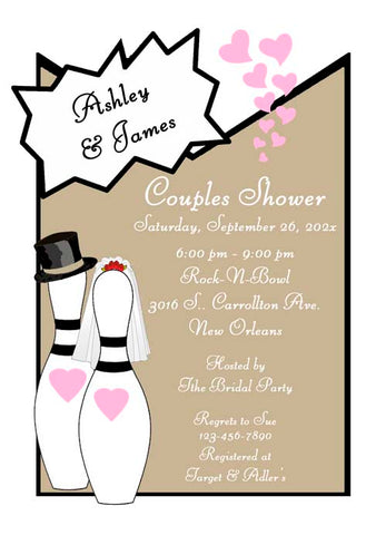 COUPLES BOWLING PINS-2 CUSTOM INVITATION