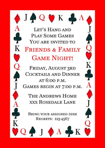 PLAYING CARD SUITS BORDER CUSTOM INVITATION