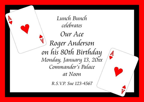 PLAYING CARDS ACE OF HEARTS CUSTOM INVITATION