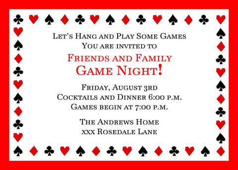 PLAYING CARD SUITS BORDER 2 CUSTOM INVITATION