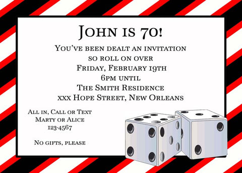 DICE CUSTOM INVITATION