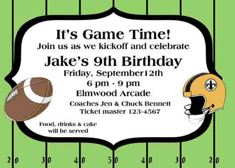 FOOTBALL HELMET ON FIELD CUSTOM INVITATION