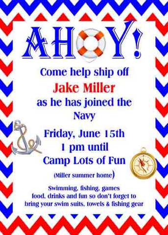 AHOY CHEVRON CUSTOM INVITATION