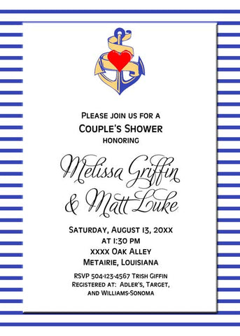 ANCHOR AND STRIPES CUSTOM INVITATION