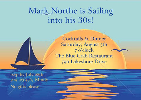 SAILBOAT AT SUNSET CUSTOM INVITATION