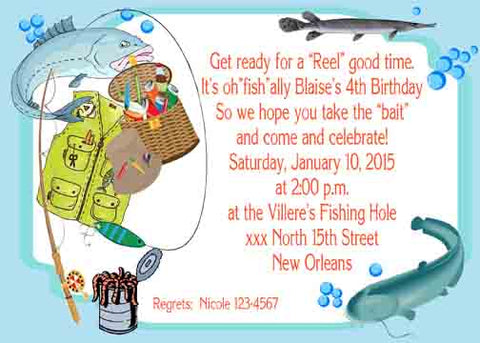 FISHING GEAR AND FISH CUSTOM INVITATION