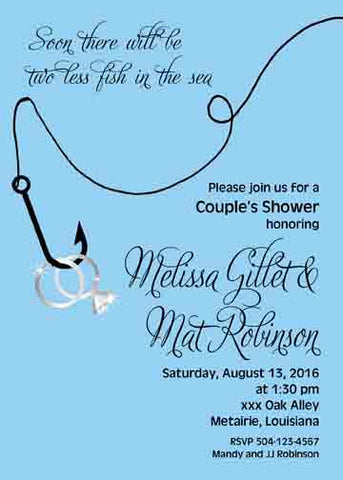 FISHING HOOK AND RINGS CUSTOM INVITATION