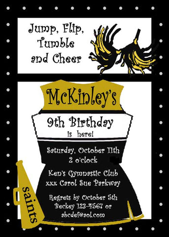 LOCKER CHEERLEADER OUTFIT CUSTOM INVITATION