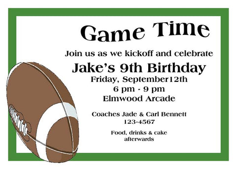 LARGE FOOTBALL CUSTOM INVITATION