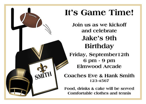FOOTBALL GOAL, JERSEY AND HELMET CUSTOM INVITATION