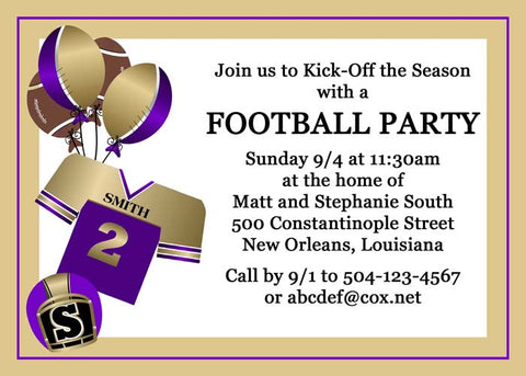 BALLOONS, JERSEY AND FOOTBALL HELMET CUSTOM INVITATION