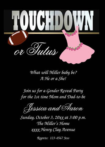 TOUCHDOWN OR TUTUS CUSTOM INVITATION