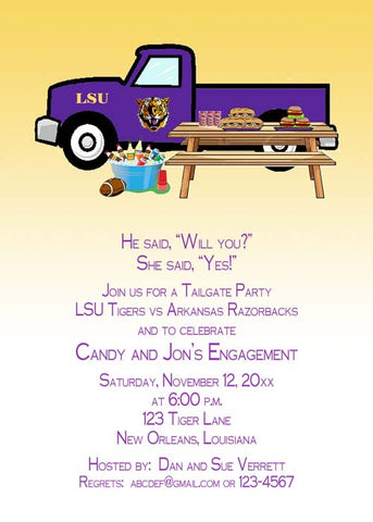 TAILGATE TRUCK LSU VS OTHER OPPONENTS CUSTOM INVITATION