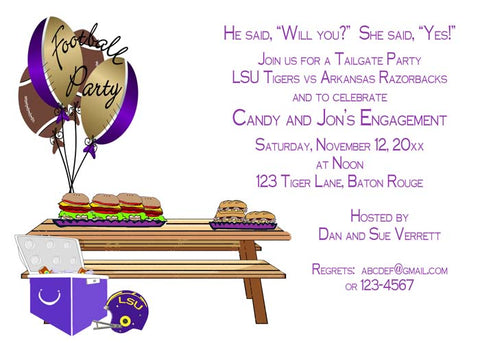 TAILGATE FOOTBALL TABLE  CUSTOM INVITATION