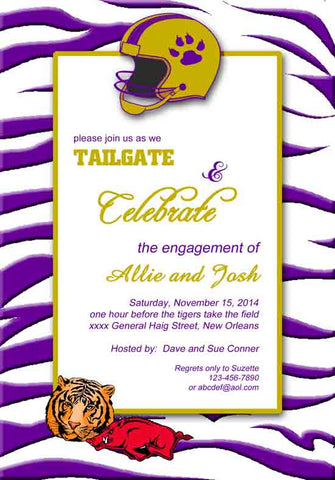TIGER PATTERN PURPLE CUSTOM INVITATION