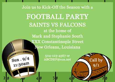 FOOTBALL HELMET ON FIELD MARKINGS CUSTOM INVITATION