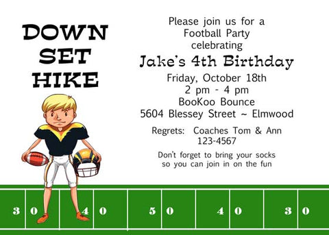 FOOTBALL PLAYER CUSTOM INVITATION
