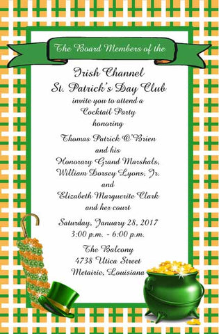 WALKING CANE AND POT OF GOLD CUSTOM INVITATION