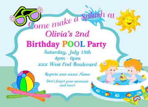 CHILDREN IN POOL CUSTOM INVITATION