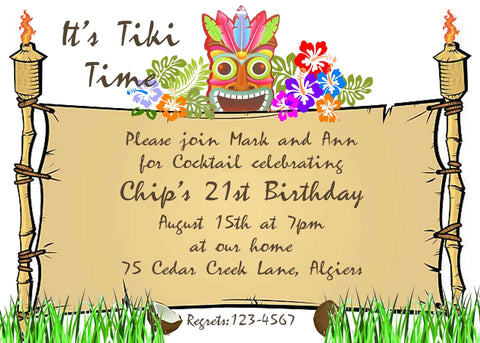TIKI TIME CUSTOM INVITATION