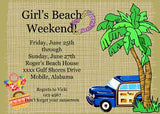TROPICAL PALMS AND CAR CUSTOM INVITATION