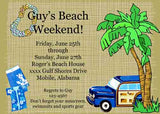 TROPICAL PALMS AND CAR CUSTOM INVITATION