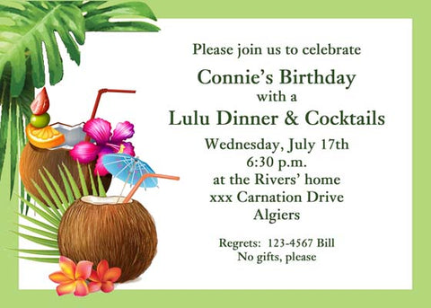COCONUT DRINKS CUSTOM INVITATION