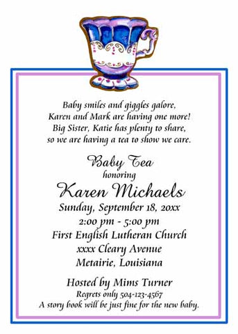 BLUE TEACUP CUSTOM INVITATION