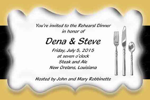 BLACK AND GOLD SILVERWARE CUSTOM INVITATION