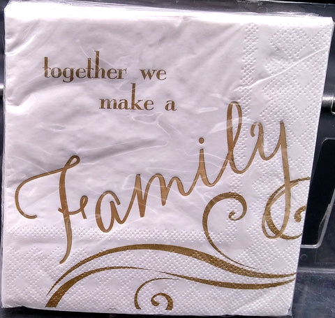 FAMILY GOLD FOIL IMPRINT PAPER BEVERAGE NAPKINS