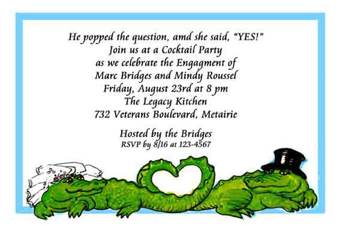 BRIDE & GROOM GATORS CUSTOM INVITATION