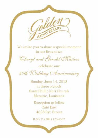 GOLDEN ANNIVERSARY MOTIF CUSTOM INVITATION