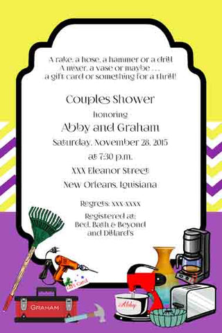 PURPLE GOLD COUPLES SHOWER CUSTOM INVITATION