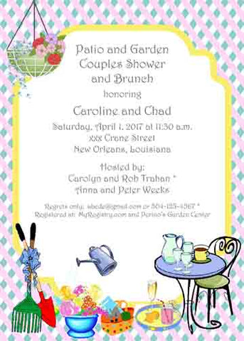 PATIO-GARDEN COUPLES SHOWER CUSTOM INVITATION