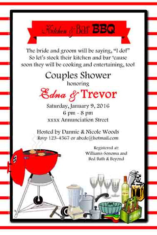 BBQ KITCHEN AND BAR SHOWER CUSTOM INVITATION